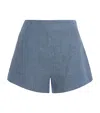 Posse Womens Steel Blue Thea High-rise Linen Shorts In Blue