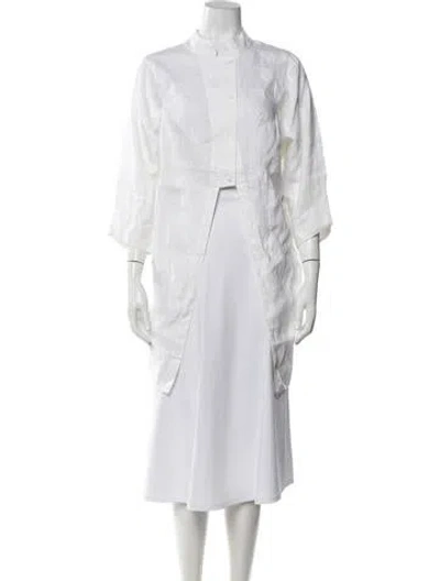 Pre-owned Posse Linen Three-quarter Sleeve Button-up Top W/ Tags In White