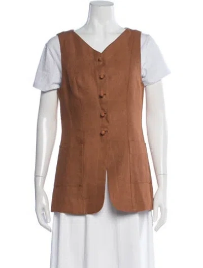 Pre-owned Posse Linen Vest In Brown