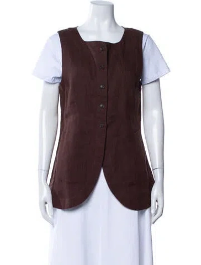 Pre-owned Posse Linen Vest In Brown