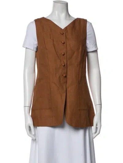 Pre-owned Posse Linen Vest In Brown
