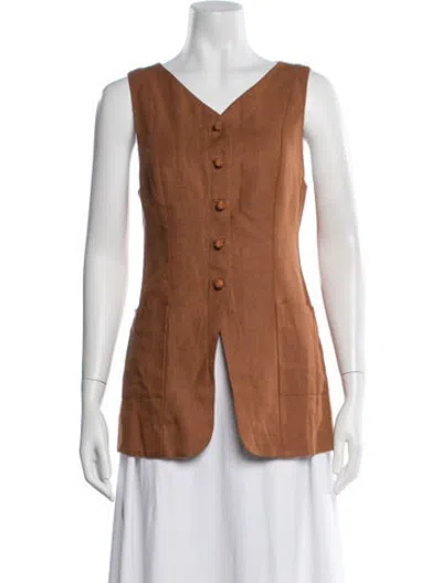 Pre-owned Posse Linen Vest In Brown