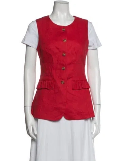 Pre-owned Posse Linen Vest In Red