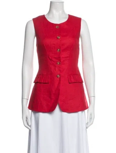 Pre-owned Posse Linen Vest In Red