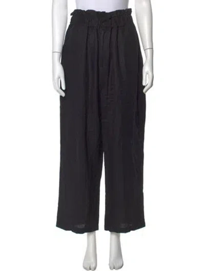 Pre-owned Posse Linen Wide Leg Pants In Black