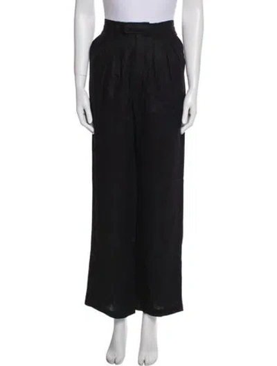 Pre-owned Posse Linen Wide Leg Pants In Black