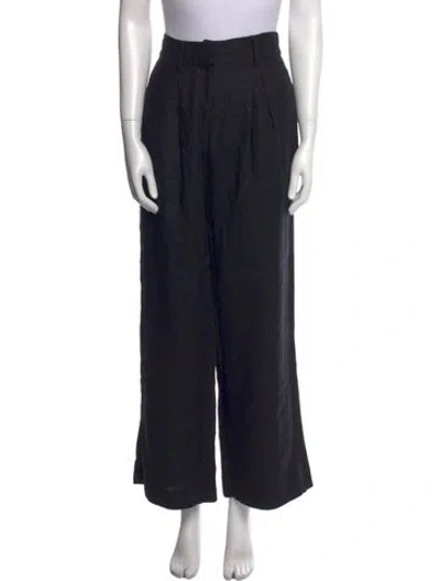 Pre-owned Posse Linen Wide Leg Pants In Black