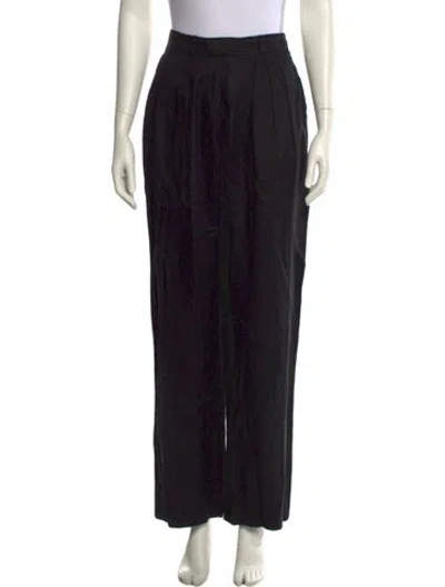 Pre-owned Posse Linen Wide Leg Pants In Black