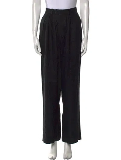 Pre-owned Posse Linen Wide Leg Pants In Black
