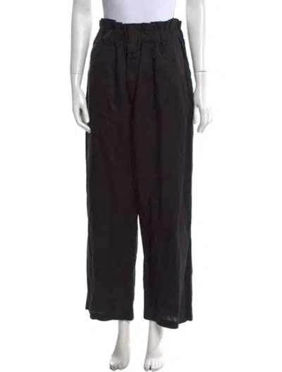 Pre-owned Posse Linen Wide Leg Pants In Black