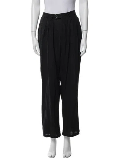 Pre-owned Posse Linen Wide Leg Pants In Black