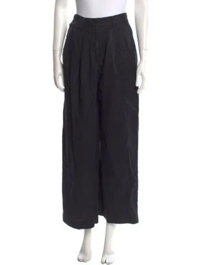 Pre-owned Posse Linen Wide Leg Pants In Black