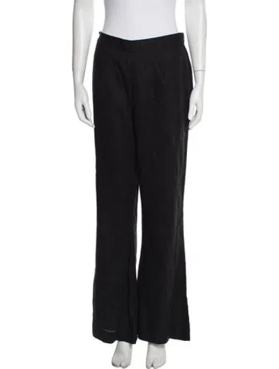 Pre-owned Posse Linen Wide Leg Pants In Black