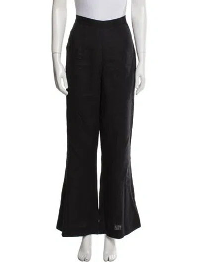 Pre-owned Posse Linen Wide Leg Pants In Black