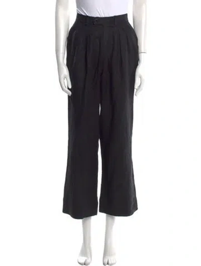 Pre-owned Posse Linen Wide Leg Pants In Black