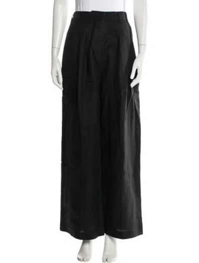 Pre-owned Posse Linen Wide Leg Pants In Black
