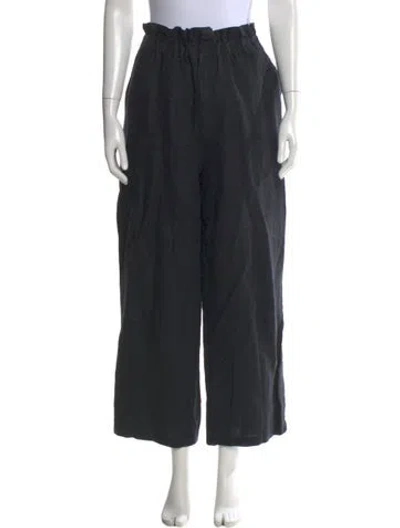 Pre-owned Posse Linen Wide Leg Pants In Black