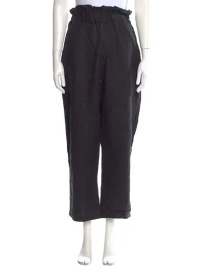 Pre-owned Posse Linen Wide Leg Pants In Black