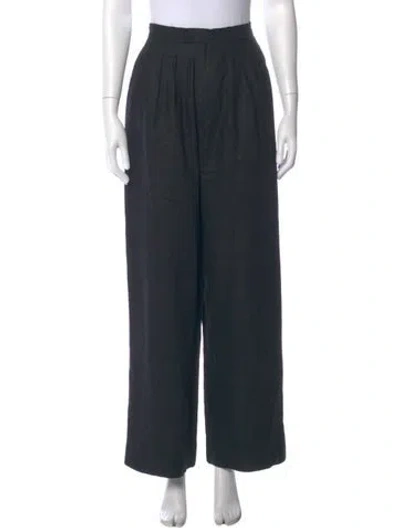 Pre-owned Posse Linen Wide Leg Pants In Black
