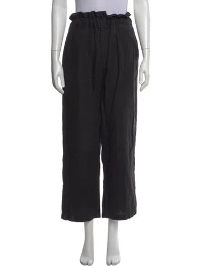 Pre-owned Posse Linen Wide Leg Pants In Black