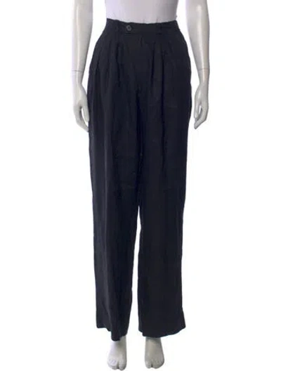 Pre-owned Posse Linen Wide Leg Pants In Black