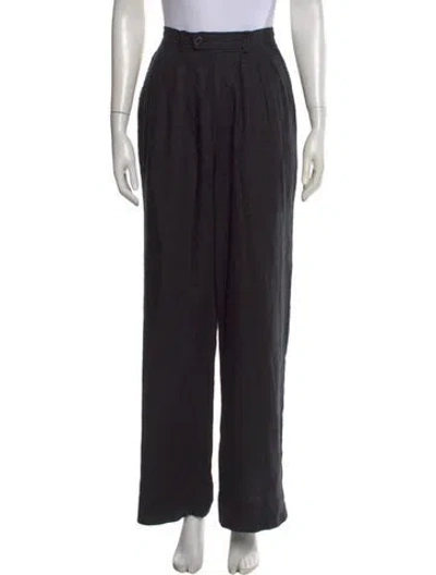 Pre-owned Posse Linen Wide Leg Pants In Black