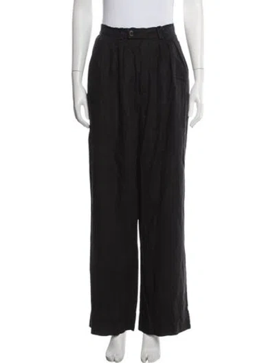 Pre-owned Posse Linen Wide Leg Pants In Black