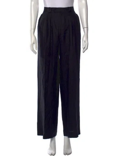 Pre-owned Posse Linen Wide Leg Pants In Black
