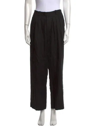 Pre-owned Posse Linen Wide Leg Pants In Black