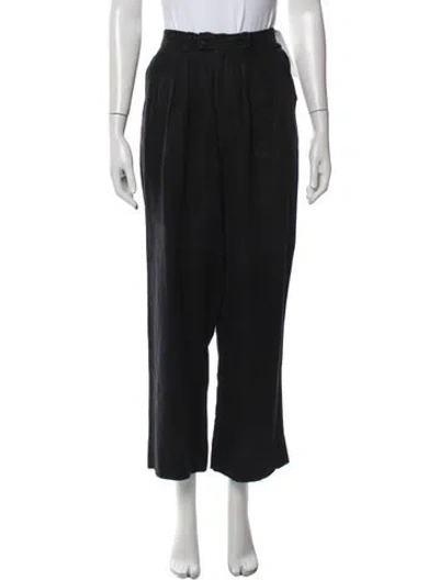 Pre-owned Posse Linen Wide Leg Pants In Black/blue