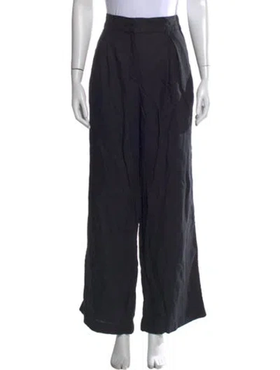 Pre-owned Posse Linen Wide Leg Pants In Blue