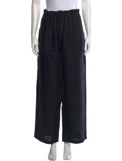 Pre-owned Posse Linen Wide Leg Pants In Blue
