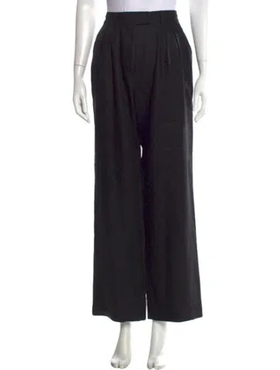Pre-owned Posse Linen Wide Leg Pants In Blue