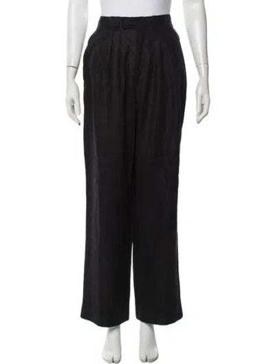 Pre-owned Posse Linen Wide Leg Pants In Blue