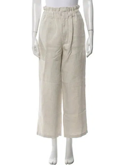 Pre-owned Posse Linen Wide Leg Pants In Gray