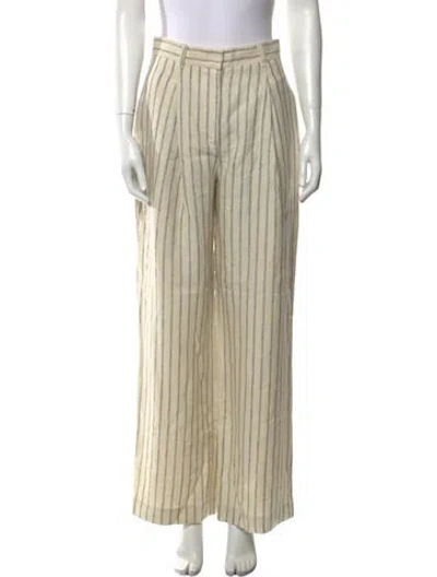 Pre-owned Posse Linen Wide Leg Pants In Neutral