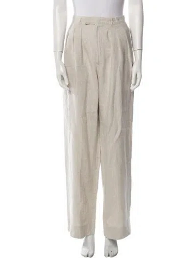 Pre-owned Posse Linen Wide Leg Pants In Neutral