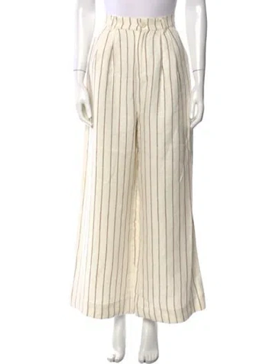 Pre-owned Posse Linen Wide Leg Pants In Neutral