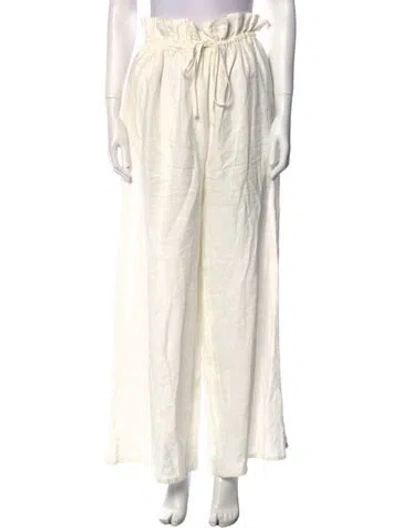 Pre-owned Posse Linen Wide Leg Pants In Neutral