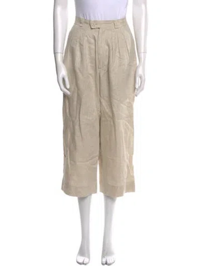 Pre-owned Posse Linen Wide Leg Pants In Neutral