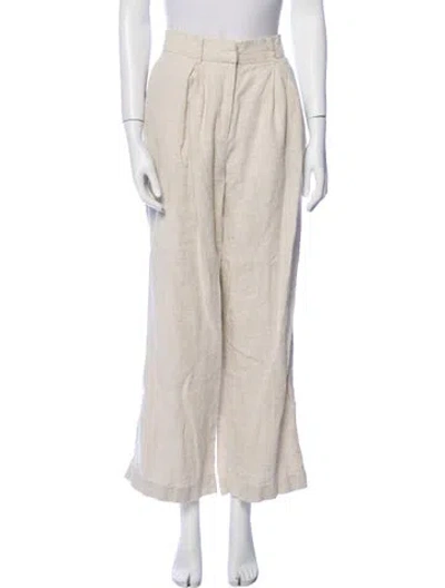 Pre-owned Posse Linen Wide Leg Pants In Neutral