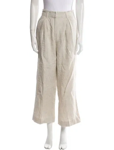 Pre-owned Posse Linen Wide Leg Pants In Neutral