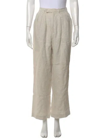 Pre-owned Posse Linen Wide Leg Pants In Neutral