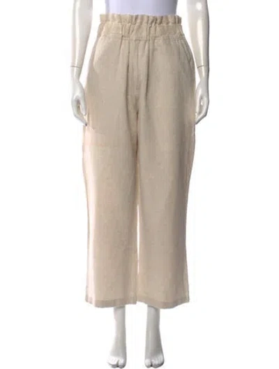 Pre-owned Posse Linen Wide Leg Pants In Neutral