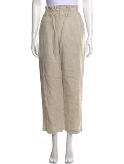 Pre-owned Posse Linen Wide Leg Pants In Neutral