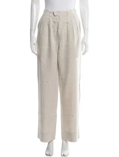 Pre-owned Posse Linen Wide Leg Pants In Neutral