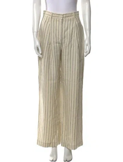 Pre-owned Posse Linen Wide Leg Pants In Neutral