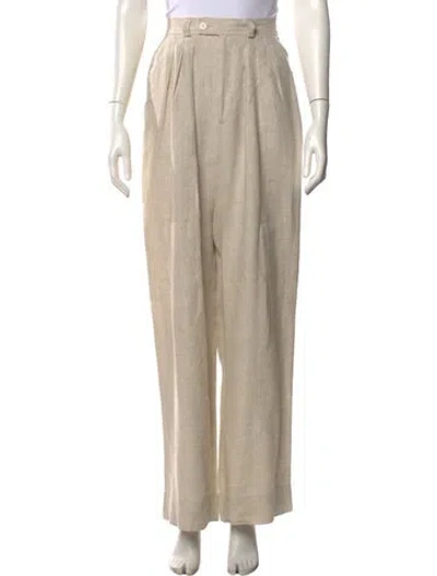 Pre-owned Posse Linen Wide Leg Pants In Neutral