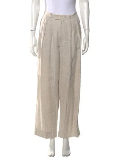 Pre-owned Posse Linen Wide Leg Pants In Neutrals