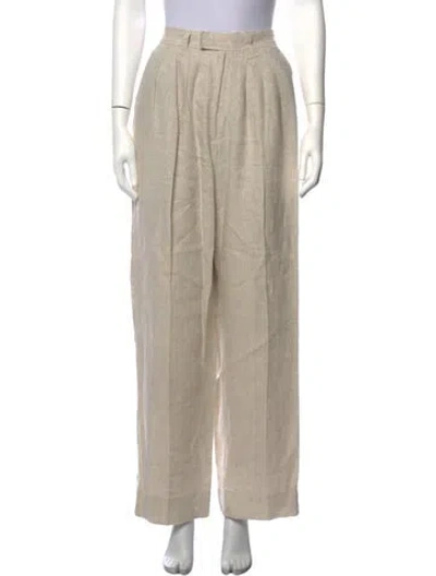 Pre-owned Posse Linen Wide Leg Pants In Neutrals